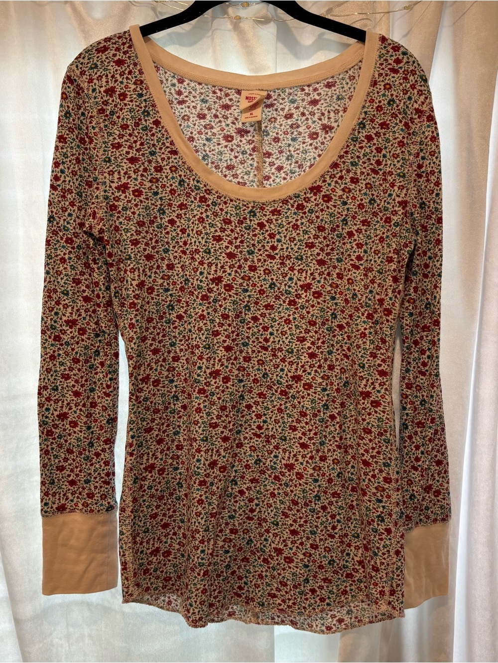 Y2K Mossimo - Women's Thermal Floral Long Sleeve Scoop Neck Top - Multicolor